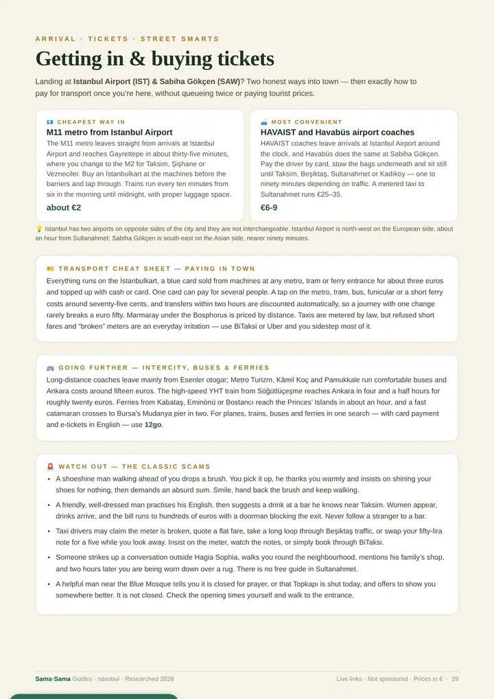A real page from the Istanbul guide