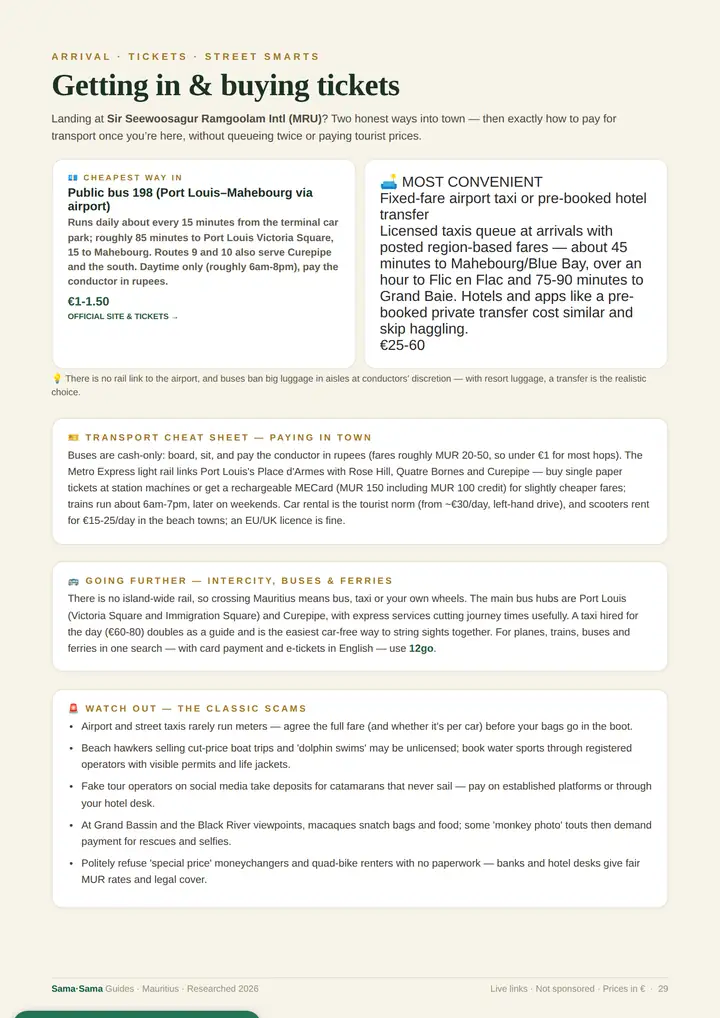 A real page from the Mauritius guide